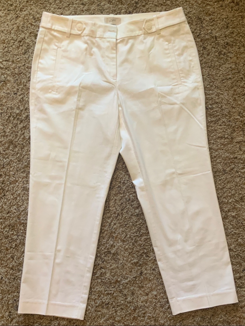 LOFT White Cropped Straight-Leg Chinos Size 6